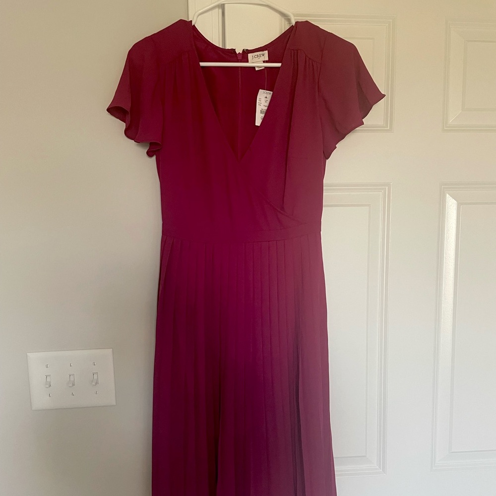 Jcrew pleated Raspberry colored dress